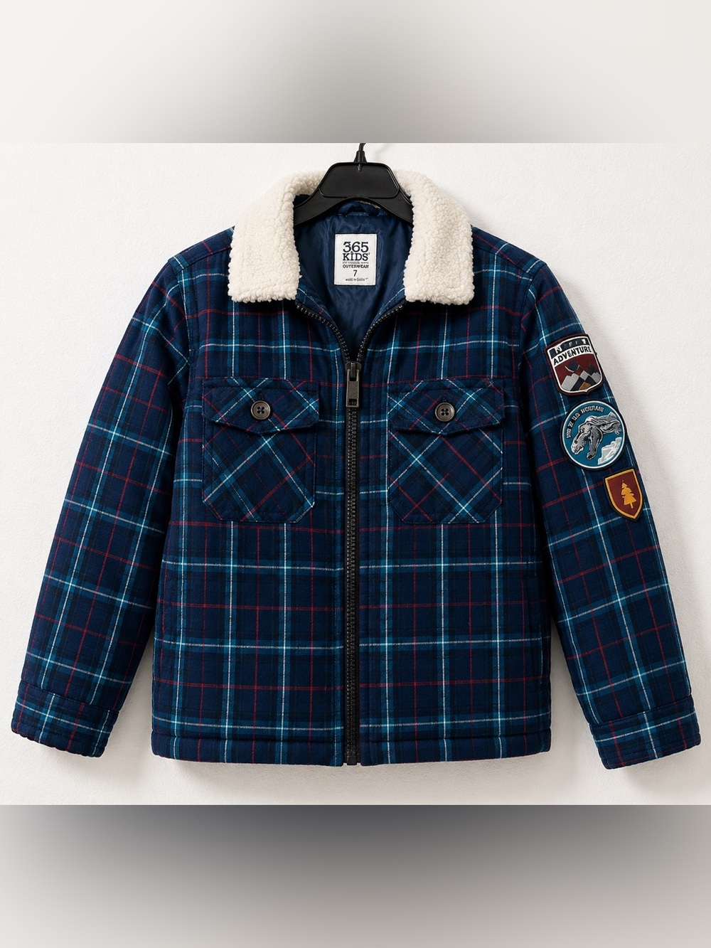 Kids Boys 365 Kids from Garanimals Plaid Sherpa Lined Jacket Size 7